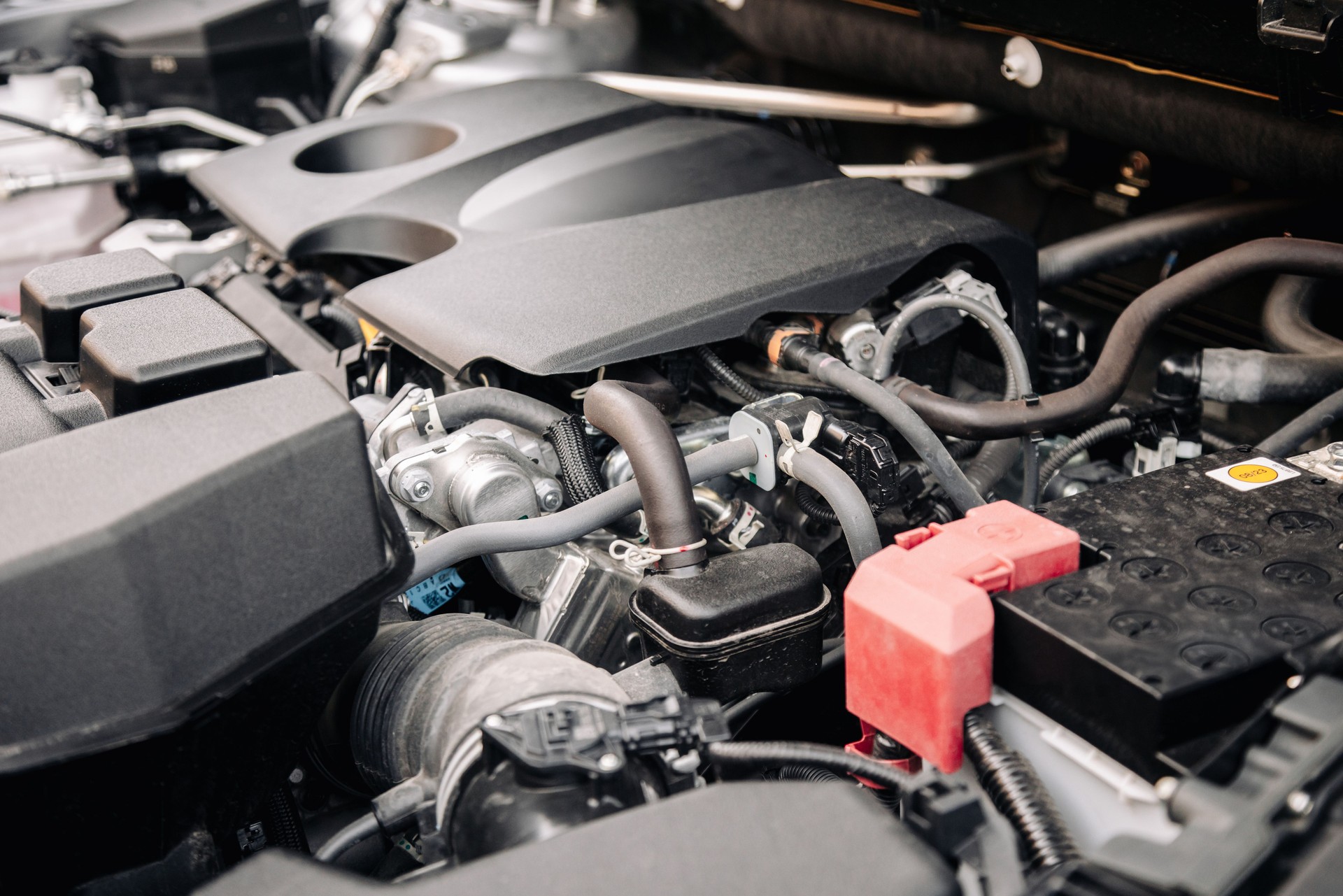 Close-up of new car engine.